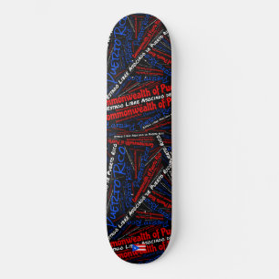 Puerto Rico National Pride Wordcloud Skateboard