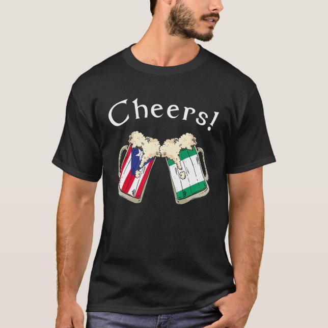 Puerto Rico Nigeria Flag Cheers Beer Grown Patriot T-Shirt (Front)