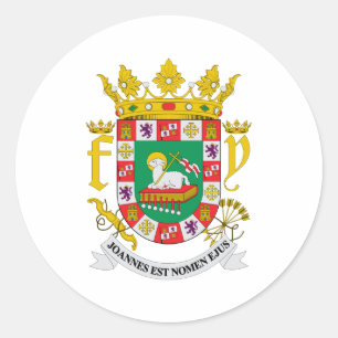 Puerto Rico Official Coat Of Arms Heraldry Symbol Classic Round Sticker