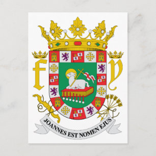 Puerto Rico Official Coat Of Arms Heraldry Symbol Postcard