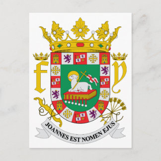 Puerto Rico Official Coat Of Arms Heraldry Symbol Postcard