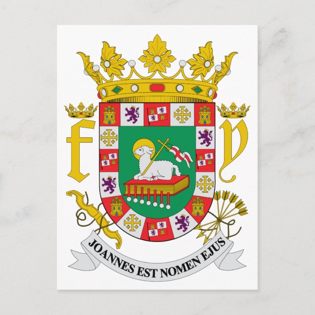 Puerto Rico Official Coat Of Arms Heraldry Symbol Postcard (Front)
