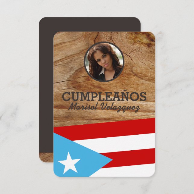 Puerto Rico Party: Flag: Personalised Photo Invitation (Front/Back)