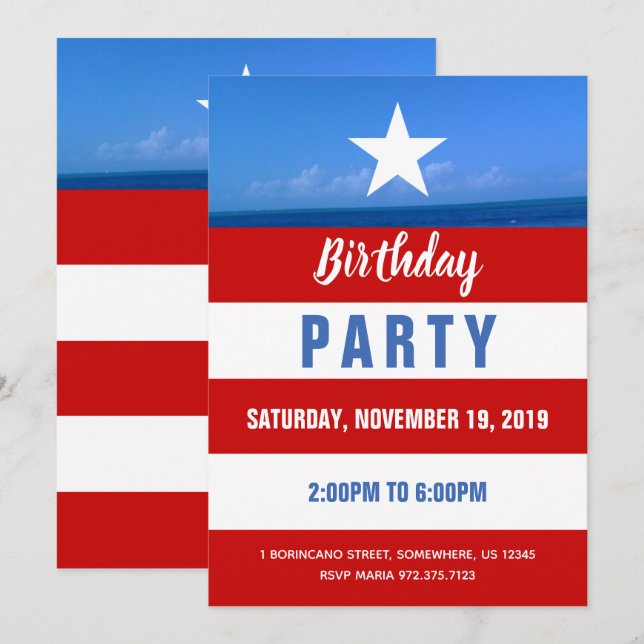 Puerto Rico Party Invitation (Front/Back)