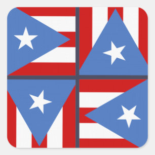 Puerto Rico Party Theme: Bold Flag Square Pattern Square Sticker