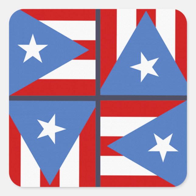 Puerto Rico Party Theme: Bold Flag Square Pattern Sticker (Front)