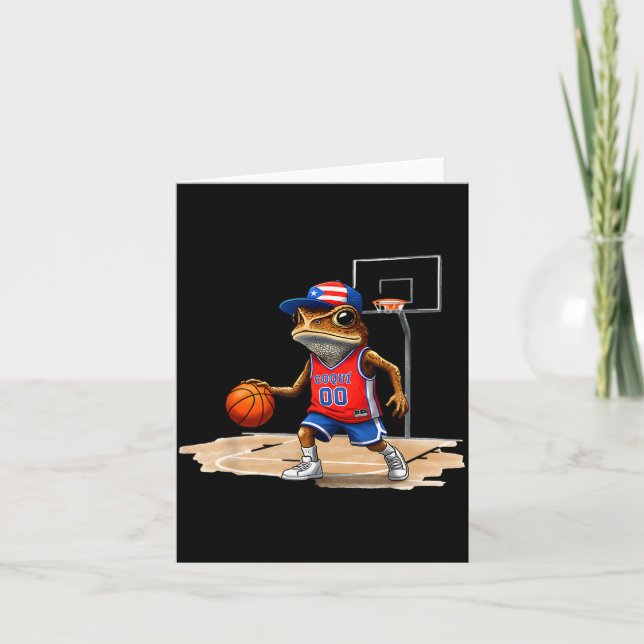 Puerto Rico Patriotic Flag Boricua Fun Basketball  Card (Front)