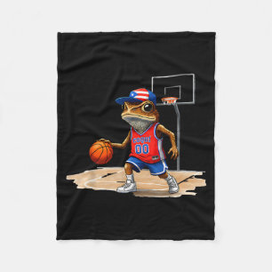 Puerto Rico Patriotic Flag Boricua Fun Basketball  Fleece Blanket