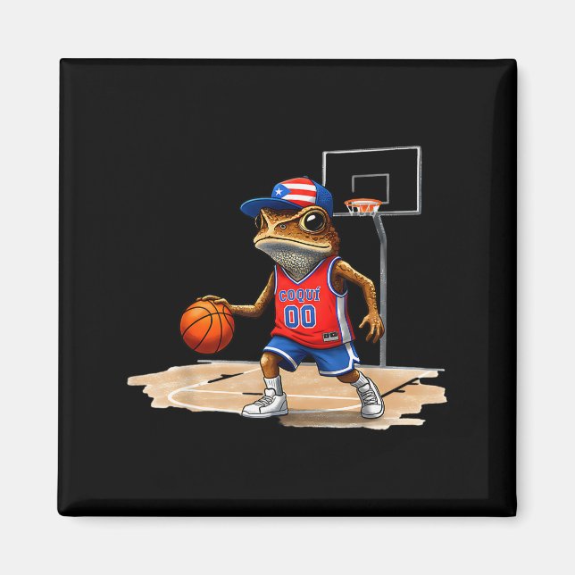 Puerto Rico Patriotic Flag Boricua Fun Basketball  Magnet (Front)