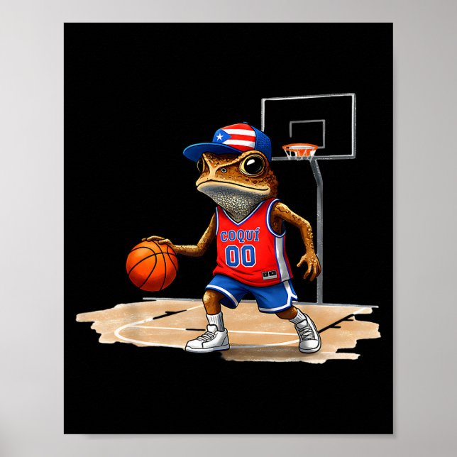Puerto Rico Patriotic Flag Boricua Fun Basketball  Poster (Front)