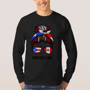 Puerto Rico Peru Flag Puerto Rican Peruvian Messy T-Shirt