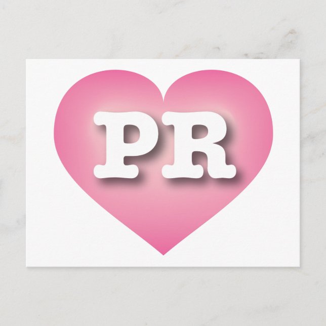 Puerto Rico Pink Fade Heart - I love PR Postcard (Front)