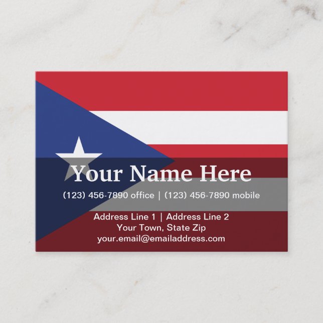 Puerto Rico Plain Flag Business Card (Front)