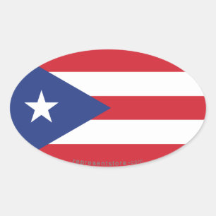 Puerto Rico Plain Flag Oval Sticker