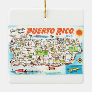 Puerto Rico Postcard Ceramic Ornament