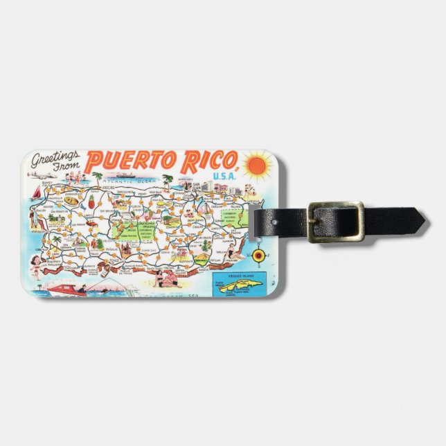  Puerto Rico Postcard Luggage Tag (Front Horizontal)