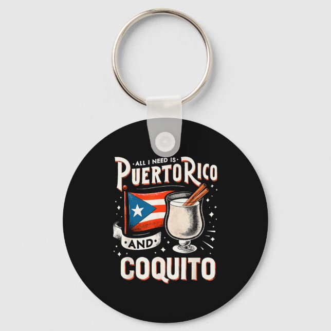 Puerto Rico Puerto Rican Eggnog Christmas Rum Coqu Key Ring (Front)
