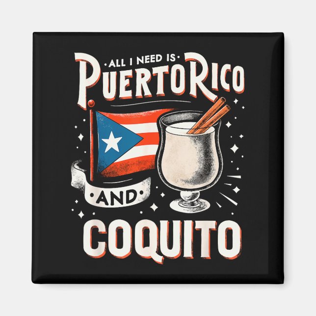 Puerto Rico Puerto Rican Eggnog Christmas Rum Coqu Magnet (Front)