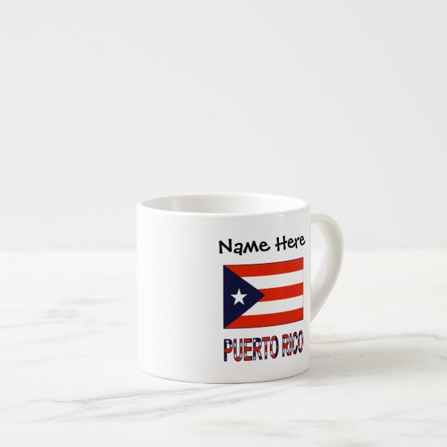 Puerto Rico Puerto Rican Flag Blue Personalisation Espresso Cup (Front Right)