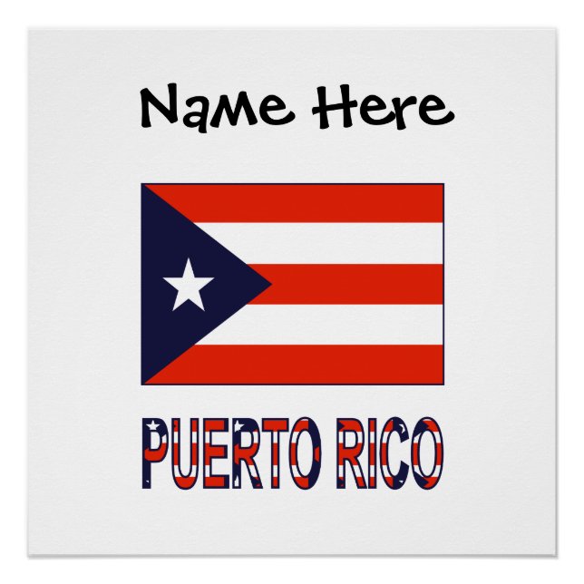 Puerto Rico Puerto Rican Flag Blue Personalisation Poster (Front)