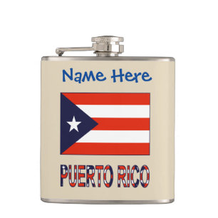 Puerto Rico Puerto Rican Flag Blue Personalised  Hip Flask