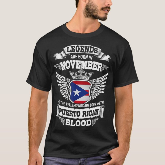 Puerto Rico Puerto Rican Flag November Birthday T-Shirt (Front)