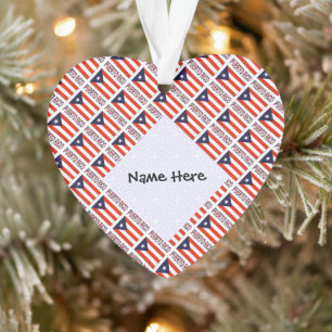 Puerto Rico Puerto Rican Flag Tiled Black Personal Ornament