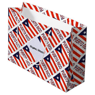 Puerto Rico Puerto Rican Flag Tiled Personalised Large Gift Bag