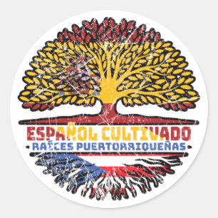 Puerto Rico Puerto Rican Spain Spanish Tree Roots Classic Round Sticker
