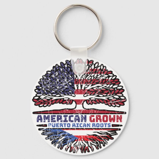 Puerto Rico Puerto Rican US American USA United Key Ring (Front)