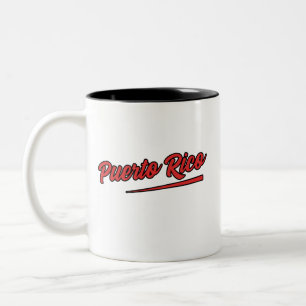 Puerto Rico Red Typography  Two-Tone Coffee Mug