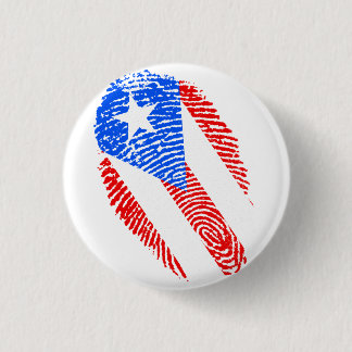 Puerto Rico, Red, White, Blue, Fingerprint 3 Cm Round Badge