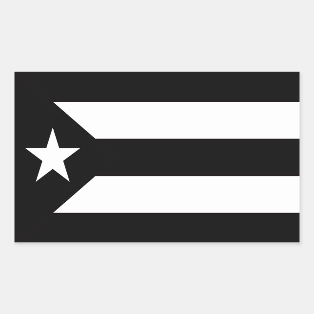 Puerto Rico Resistance Black and White Flag Rectangular Sticker (Front)