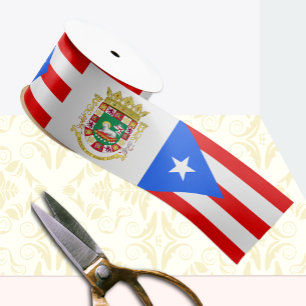 Puerto Rico Ribbon, Emblem, Puerto Rican Flag Grosgrain Ribbon