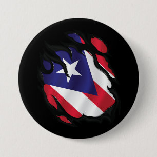 Puerto Rico Ripped Flag 7.5 Cm Round Badge