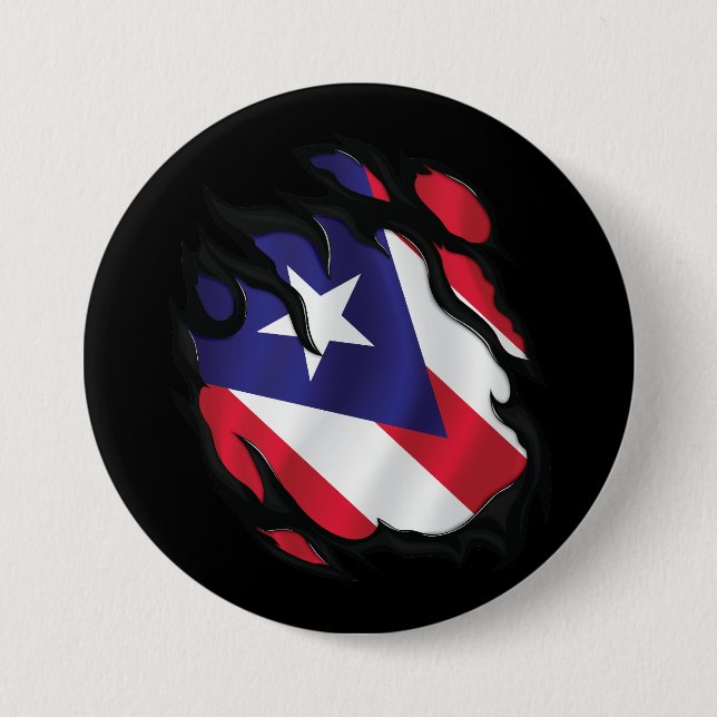 Puerto Rico Ripped Flag 7.5 Cm Round Badge (Front)