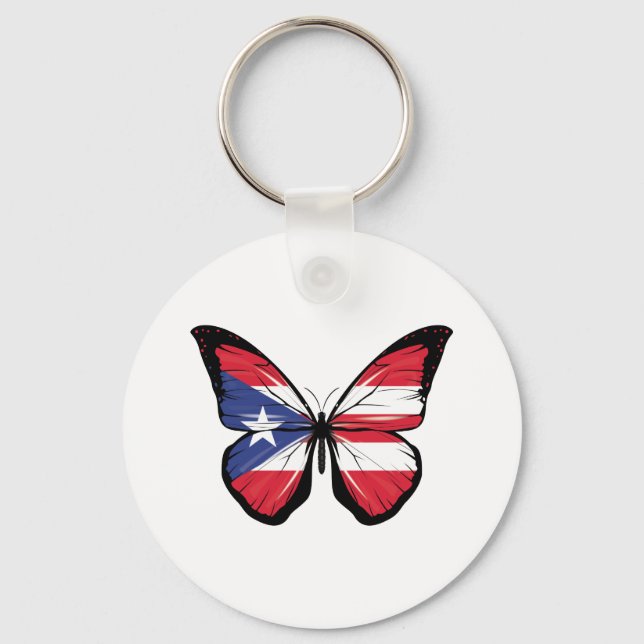 Puerto Rico ripped Flag  Key Ring (Front)