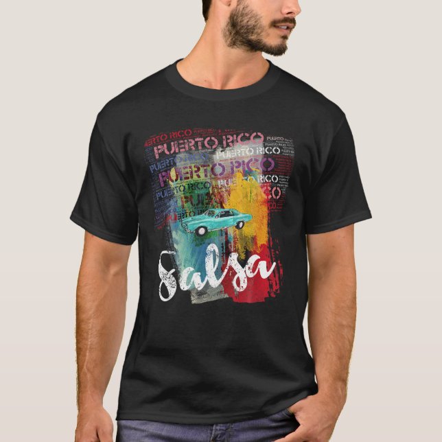 Puerto Rico Salsa Oldtimer Car T Shirt I Salseros  (Front)