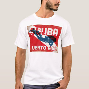 Puerto Rico Scuba Diver - Blue Retro T-Shirt
