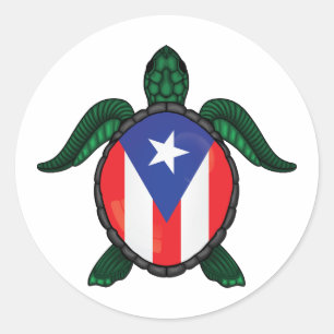 Puerto rico sea turtle flag classic round sticker