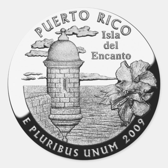 Puerto Rico state quarter Classic Round Sticker (Front)