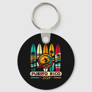 Puerto Rico Surfing Summer Beach Matching Family M Key Ring