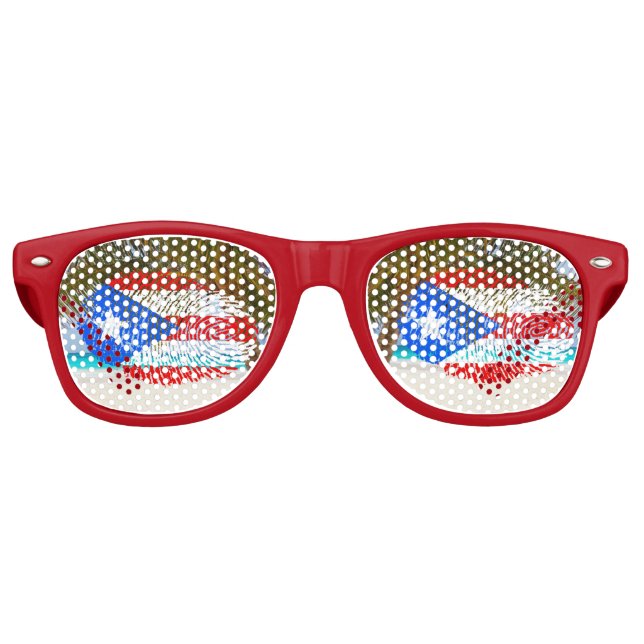 Puerto Rico Tropical Fingerprint Retro Sunglasses (Front)
