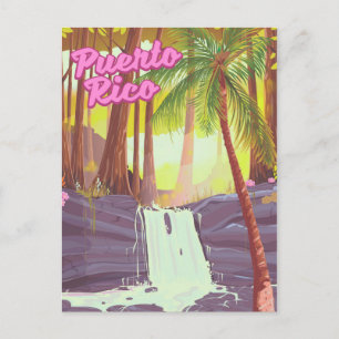 Puerto Rico Tropical Palm travel poster Postcard