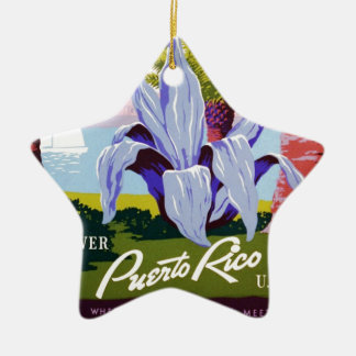 Puerto Rico U.S.A., WPA Tourism and parks poster Ceramic Tree Decoration