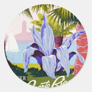 Puerto Rico U.S.A., WPA Tourism and parks poster Classic Round Sticker