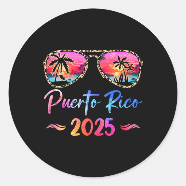 Puerto Rico Vacation 2025 Matching Group Family Su Classic Round Sticker (Front)
