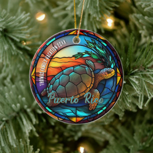 Puerto Rico Vacation Souvenir Ceramic Tree Decoration