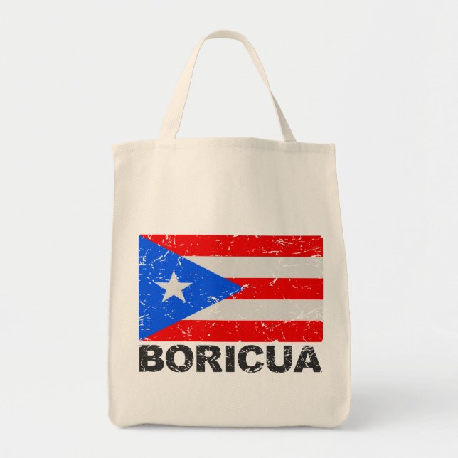 Puerto Rico Vintage Flag Boricua Tote Bag (Front)