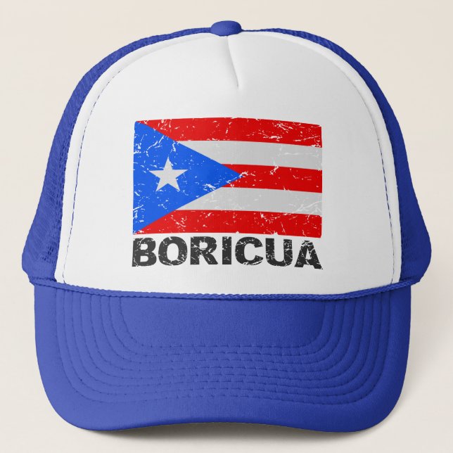 Puerto Rico Vintage Flag Boricua Trucker Hat (Front)